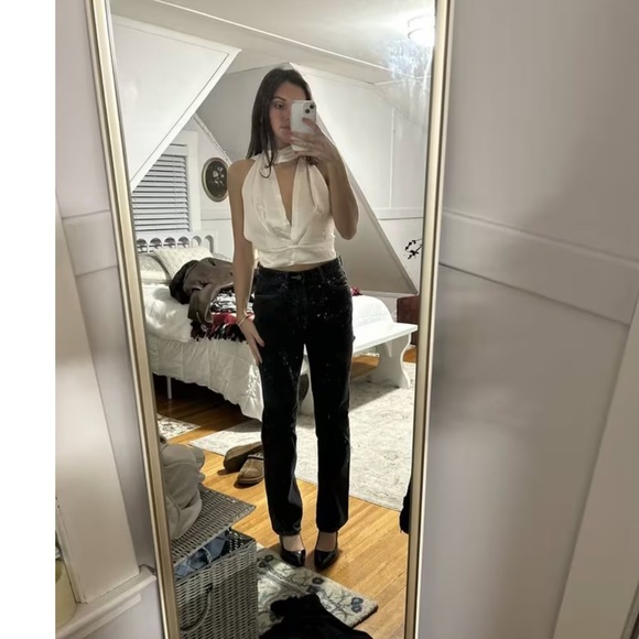 NWT NONchalant Label Tara Top - plunge - champagne- Large - Picture 5 of 9